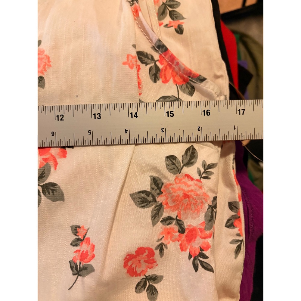 Y2K No Boundaries Floral Zip Front Denim Mini Dress Peach Pink Cream Size M - Picture 4 of 4